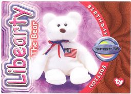 TY Beanie Babies BBOC Card - Series 4 Birthday (ORANGE) - LIBEARTY the Bear