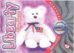 TY Beanie Babies BBOC Card - Series 4 Birthday (SILVER) - LIBEARTY the Bear