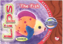 TY Beanie Babies BBOC Card - Series 4 Birthday (ORANGE) - LIPS the Fish