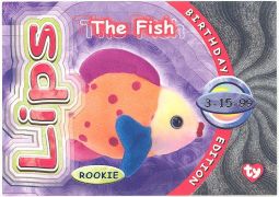 TY Beanie Babies BBOC Card - Series 4 Birthday (SILVER) - LIPS the Fish