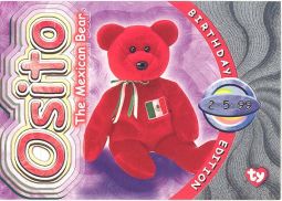 TY Beanie Babies BBOC Card - Series 4 Birthday (SILVER) - OSITO the Mexican Bear