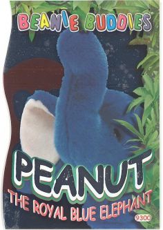 TY Beanie Babies BBOC Card - Series 4 - Beanie/Buddy Right (SILVER) - PEANUT the Royal Blue Elephant