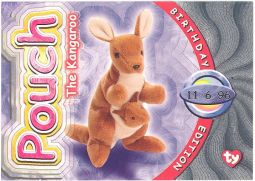 TY Beanie Babies BBOC Card - Series 4 Birthday (SILVER) - POUCH the Kangaroo