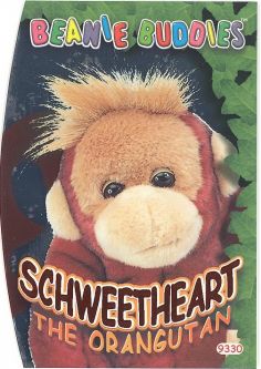 TY Beanie Babies BBOC Card - Series 4 - Beanie/Buddy Right (ORANGE) - SCHWEETHEART the Orangutan