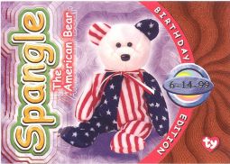 TY Beanie Babies BBOC Card - Series 4 Birthday (ORANGE) - SPANGLE the Bear