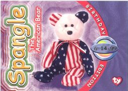 TY Beanie Babies BBOC Card - Series 4 Birthday (PURPLE) - SPANGLE the Bear