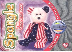 TY Beanie Babies BBOC Card - Series 4 Birthday (SILVER) - SPANGLE the Bear