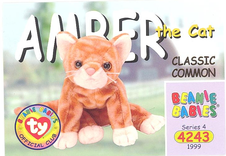 Ty Beanie Babies oc Card Series 4 Classic Commons Amber The Orange Tabby Cat toystore Com Toys Plush Trading Cards Action Figures Games Online Retail Store Shop Sale