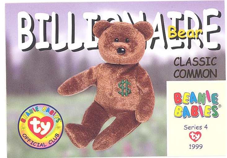 CURLY the Brown Bear Series 1 Common TY Beanie Babies BBOC Card NM/Mint 