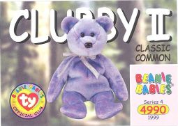 TY Beanie Babies BBOC Card - Series 4 - Classic Commons - CLUBBY II the Bear