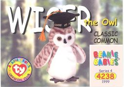 TY Beanie Babies BBOC Card - Series 4 - Classic Commons - WISER the Graduation Owl