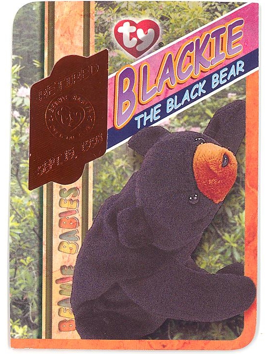 TY Beanie Babies BBOC Card - Series 4 Retired (ORANGE) - BLACKIE the Bear (#/4704)