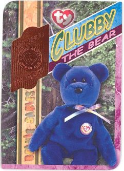 TY Beanie Babies BBOC Card - Series 4 Retired (ORANGE) - CLUBBY the Bear (#/11760)