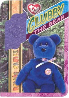 TY Beanie Babies BBOC Card - Series 4 Retired (PURPLE) - CLUBBY the Bear (#/5880)