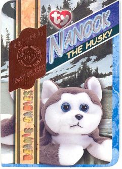 TY Beanie Babies BBOC Card - Series 4 Retired (ORANGE) - NANOOK the Husky (#/9408)