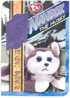TY Beanie Babies BBOC Card - Series 4 Retired (PURPLE) - NANOOK the Husky (#/4704)