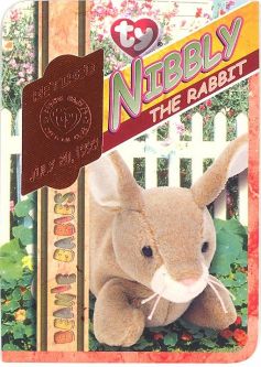 TY Beanie Babies BBOC Card - Series 4 Retired (ORANGE) - NIBBLY the Rabbit (#/18816)