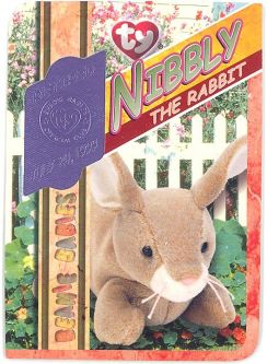 TY Beanie Babies BBOC Card - Series 4 Retired (PURPLE) - NIBBLY the Rabbit (#/9408)