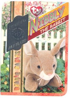 TY Beanie Babies BBOC Card - Series 4 Retired (SILVER) - NIBBLY the Rabbit (#/4704)