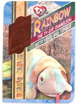 TY Beanie Babies BBOC Card - Series 4 Retired (ORANGE) - RAINBOW the Chameleon (#/18816)