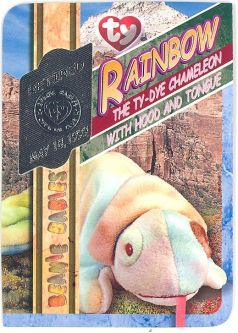 TY Beanie Babies BBOC Card - Series 4 Retired (SILVER) - RAINBOW the Chameleon (#/4704)