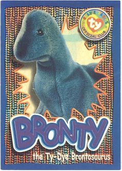 TY Beanie Babies BBOC Card - Series 4 Wild (PURPLE) - BRONTY the Dinosaur