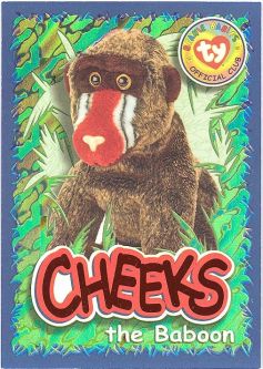 TY Beanie Babies BBOC Card - Series 4 Wild (ORANGE) - CHEEKS the Baboon