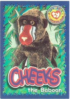 TY Beanie Babies BBOC Card - Series 4 Wild (PURPLE) - CHEEKS the Baboon