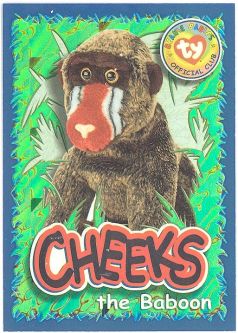 TY Beanie Babies BBOC Card - Series 4 Wild (SILVER) - CHEEKS the Baboon