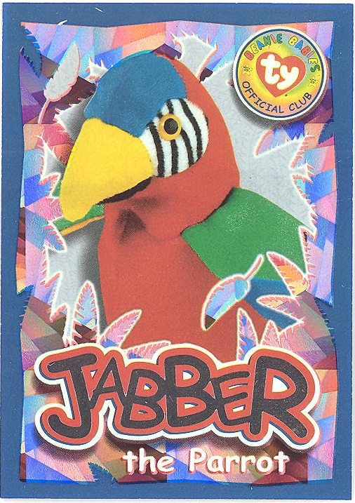 Ty S4 Beanie CARD WILD FACT JABBER THE PARROT SILVER INSERT ONLY 261 