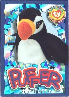 TY Beanie Babies BBOC Card - Series 4 Wild (PURPLE) - PUFFER the Puffin