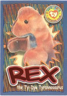 TY Beanie Babies BBOC Card - Series 4 Wild (ORANGE) - REX the Dinosaur