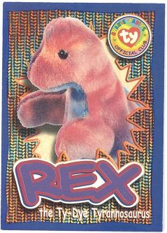 TY Beanie Babies BBOC Card - Series 4 Wild (PURPLE) - REX the Dinosaur