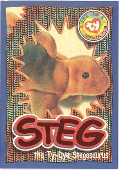 TY Beanie Babies BBOC Card - Series 4 Wild (ORANGE) - STEG the Dinosaur