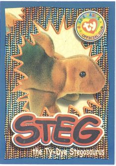 TY Beanie Babies BBOC Card - Series 4 Wild (SILVER) - STEG the Dinosaur