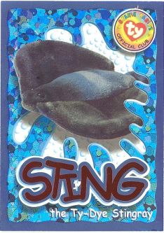 TY Beanie Babies BBOC Card - Series 4 Wild (ORANGE) - STING the Stingray