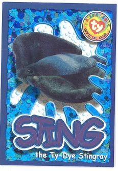TY Beanie Babies BBOC Card - Series 4 Wild (PURPLE) - STING the Stingray