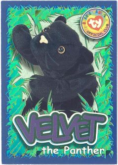 TY Beanie Babies BBOC Card - Series 4 Wild (PURPLE) - VELVET the Panther