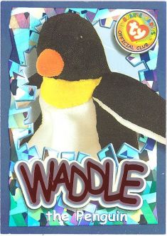 TY Beanie Babies BBOC Card - Series 4 Wild (ORANGE) - WADDLE the Penguin