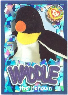 TY Beanie Babies BBOC Card - Series 4 Wild (PURPLE) - WADDLE the Penguin