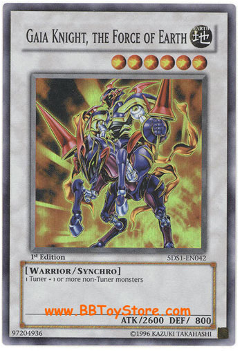 Yu-Gi-Oh Card - 5DS1-EN042 - GAIA KNIGHT, THE FORCE OF EARTH (super rare holo)