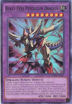 Yu-Gi-Oh Card - BOSH-ENSE1 - BEAST-EYES PENDULUM DRAGON (super rare holo)