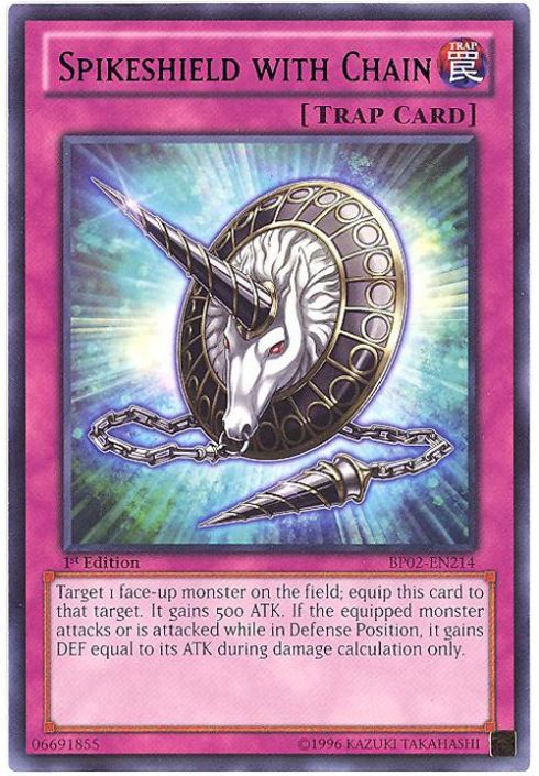 Yu-Gi-Oh Card - BP02-EN214 - SPIKESHIELD WITH CHAIN (rare) Yu-Gi-Oh Card - BP02-EN214 - SPIKESHIELD WITH CHAIN (rare)