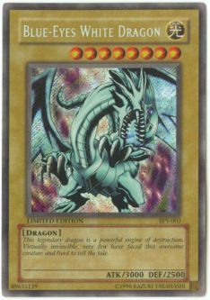 Yu-Gi-Oh Card - BPT-003 - BLUE EYES WHITE DRAGON (secret rare holo) *Played*