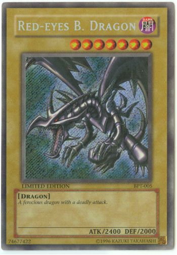 Yu-Gi-Oh Card - BPT-005 - RED EYES B. DRAGON (secret rare holo)