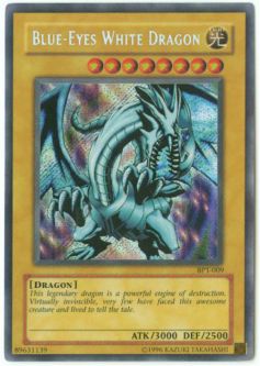 Yu-Gi-Oh Card - BPT-009 - BLUE EYES WHITE DRAGON (secret rare holo) *Played*