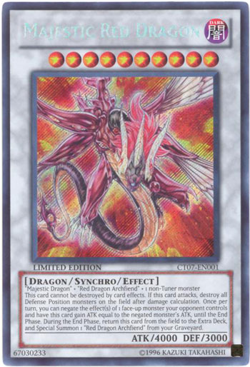Yu-Gi-Oh Card - CT07-EN001 - MAJESTIC RED DRAGON (secret rare holo)