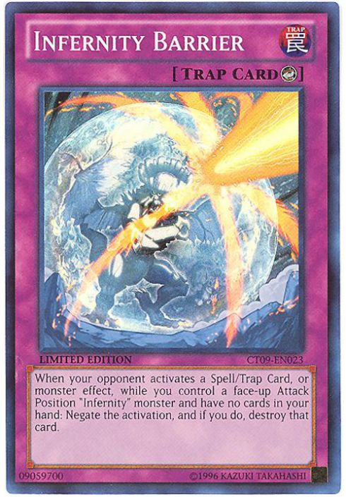 Yu-Gi-Oh Card - CT09-EN023 - INFERNITY BARRIER (super rare holo):  BBToyStore.com - Toys, Plush, Trading Cards, Action Figures & Games online  retail store shop sale