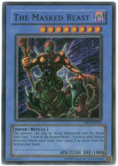 Yu-Gi-Oh Card - DB1-EN214 - THE MASKED BEAST (super rare holo)