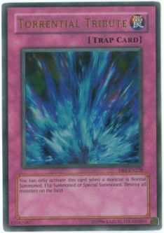 Yu-Gi-Oh Card - DB1-EN228 - TORRENTIAL TRIBUTE (ultra rare holo) *Played*